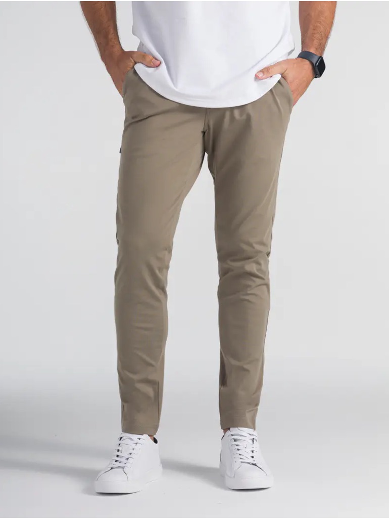 Bylt Everyday Pant 2.0 Slim Fit Skinny Leg 4-Way Stretch Zip Pocket Taupe Brown